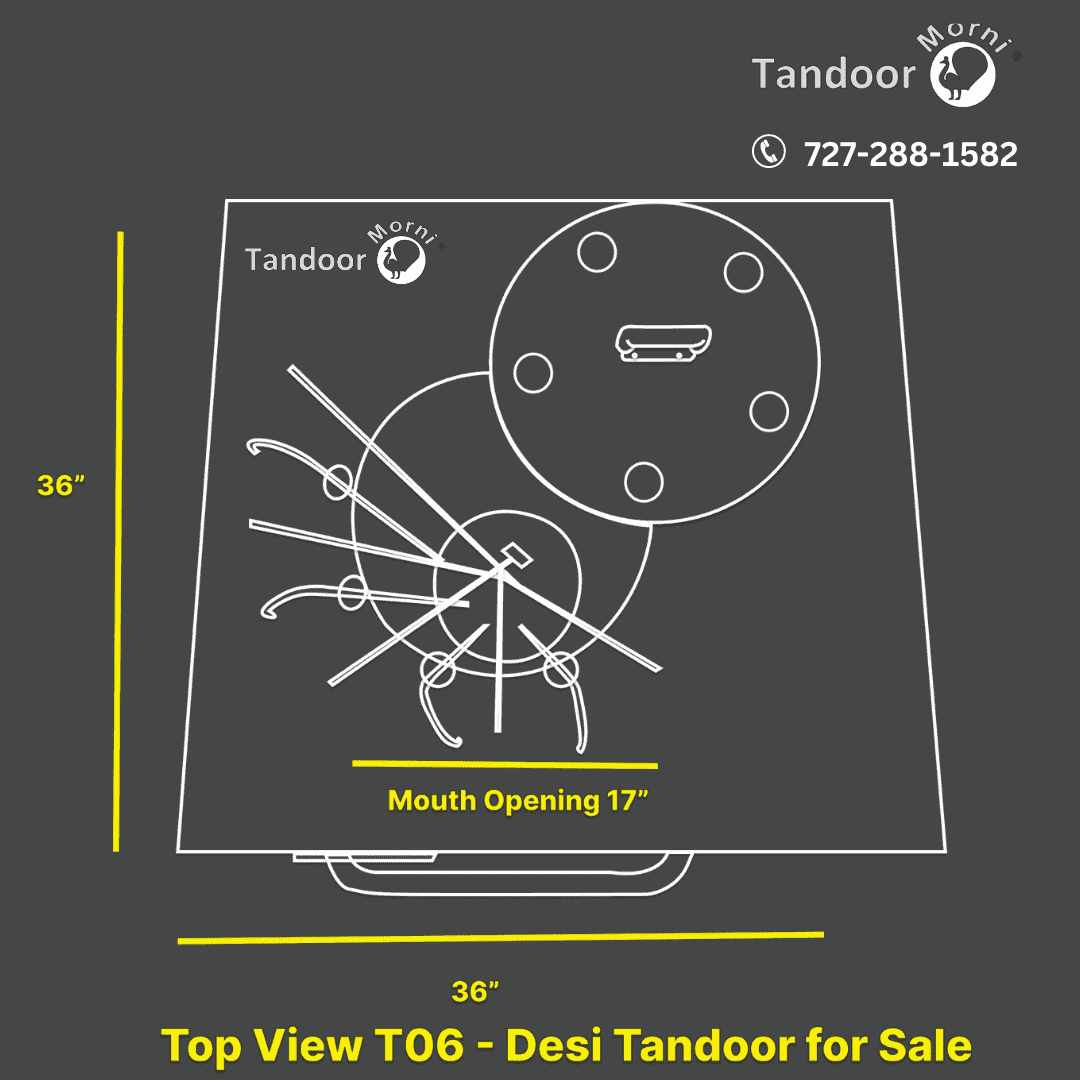 Desi Tandoor for Sale in USA Top view of Desi Tandoor for Sale in the USA showcasing its 17-inch mouth opening.