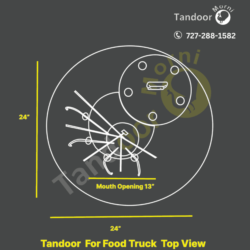 Sketch Diagram of Tandoor for Food Truck - Mouth Opening: 13 inches