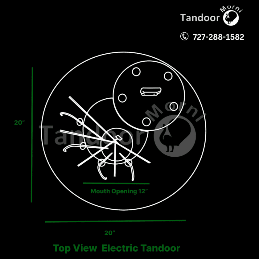 Sketch Diagram of Morni Tandoor USA Electric Tandoor - Highlighting its Mouth Design