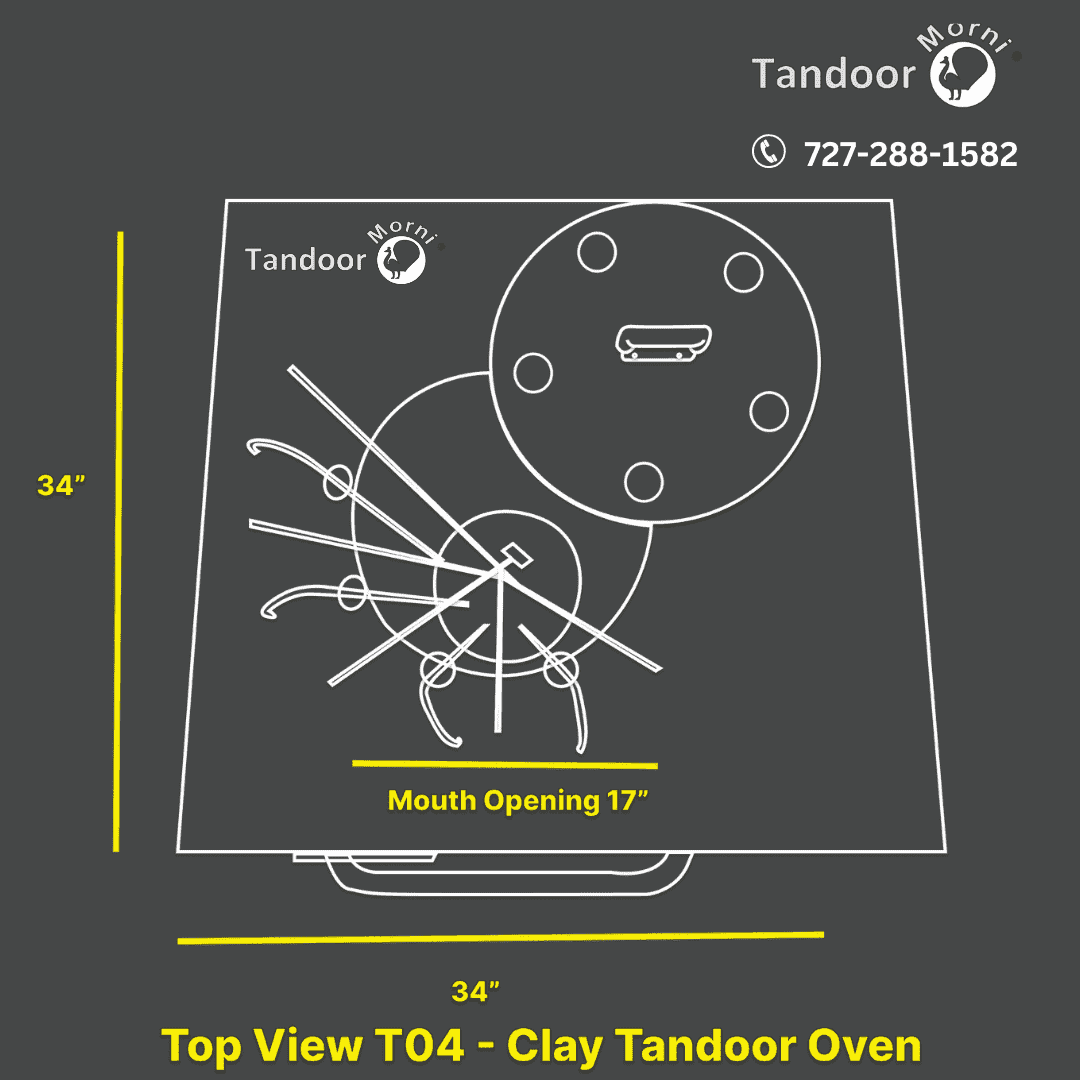 Mud Tandoor Oven for Sale - Handcrafted and Authentic A sketch image of a mud tandoor oven for sale, showcasing a 17-inch wide mouth opening.