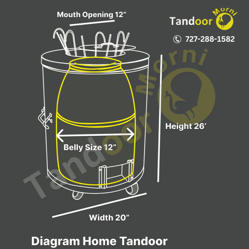 Sketch diagram of the Morni Home Tandoor - Experience authentic clay oven cooking