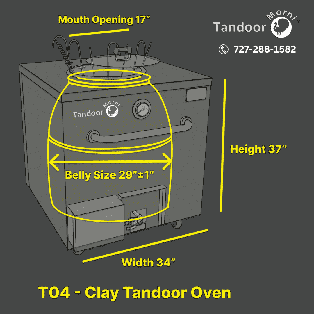 authentic Mud Tandoor oven for sale A sketch image of a mud tandoor oven for sale, featuring dimensions of 34x34x37 inches, with a mouth opening of 17 inches and a belly size of 29 inches.