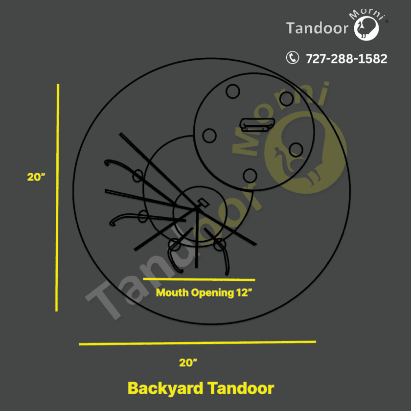 Sketch of a backyard tandoor with mouth dimension highlighted.