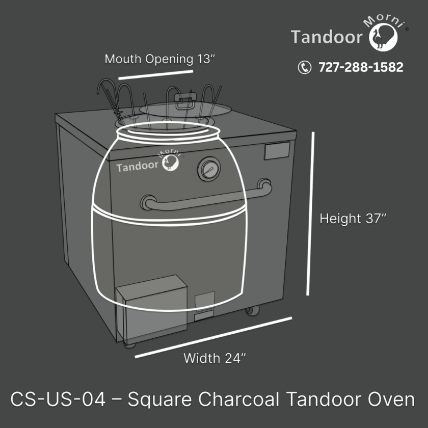 Dimensions of a 24x24 Square XL Charcoal Tandoor Oven