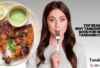 Image showcasing Tandoori Chicken dish on the right and a girl enjoying Tandoori Food in the middle.