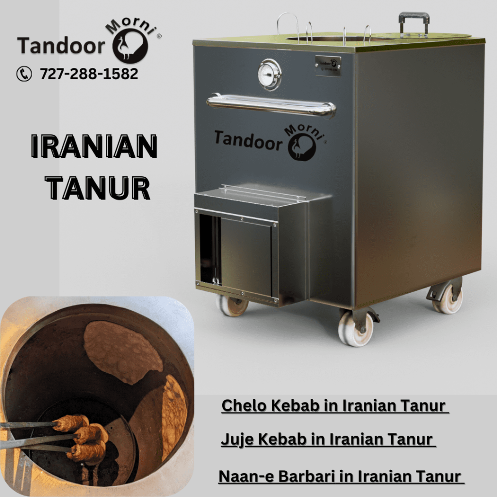 An image of a traditional Persian tandoor oven or iranian tandur with bread baking inside.