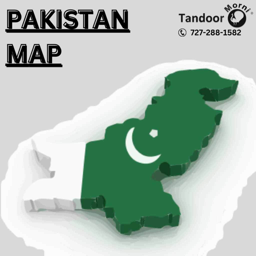 An illustrated map of Pakistan showcasing its diverse regions, cities, and geographical features