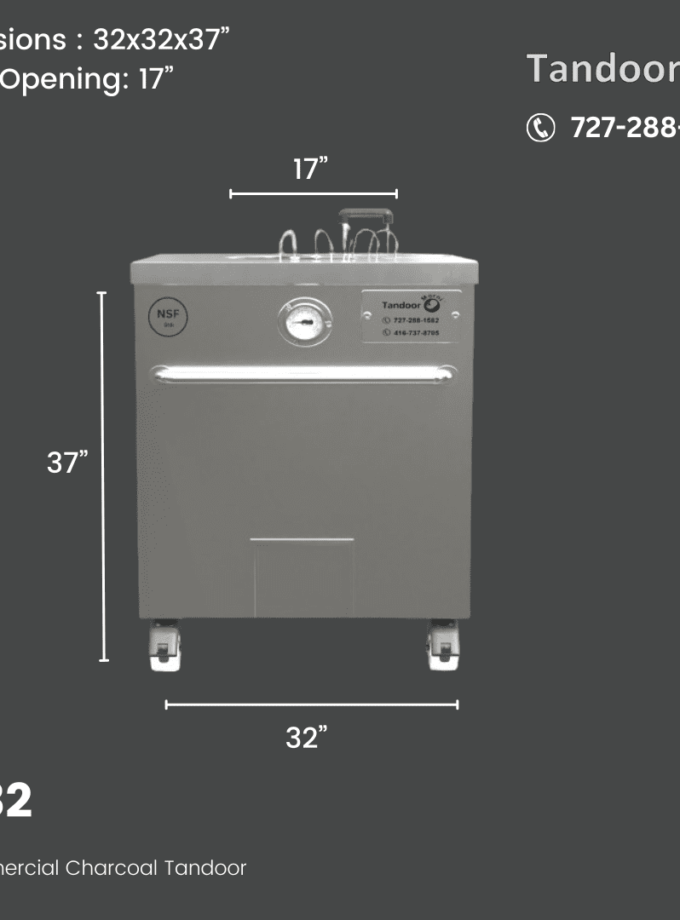 32x32x37 charcoal tandoor with 17" mouth opening