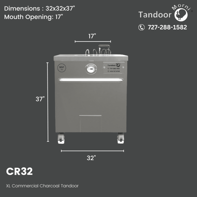 32x32x37 charcoal tandoor with 17" mouth opening